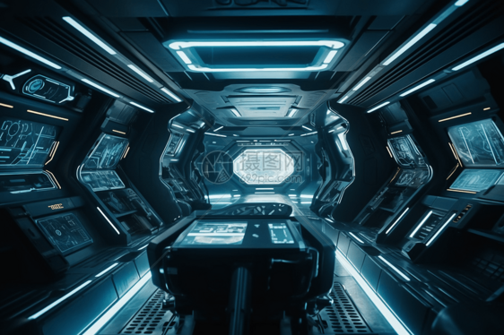 未来派宇宙飞船内部3D概念图图片