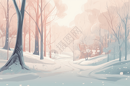 冬季森林的景象插图图片