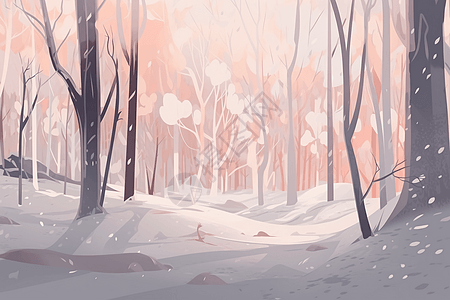 冬季森林的景象平面插图图片