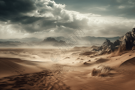 沙尘暴沙漠景象概念图背景图片