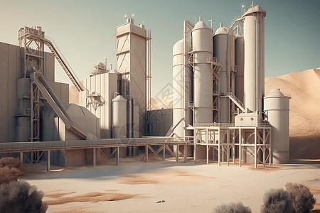 工业水泥厂3D概念图图片
