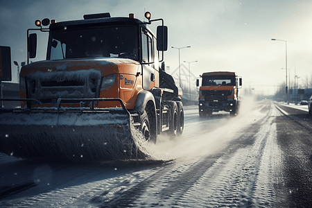 高速公路除雪特写图图片