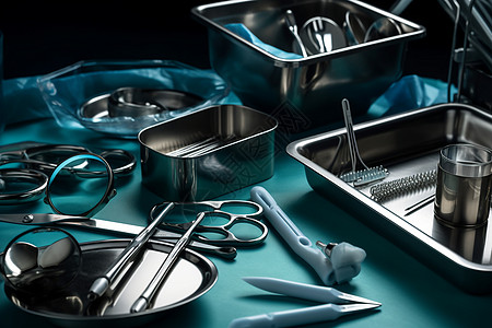 手术工具手术的清洁和消毒医疗工具背景