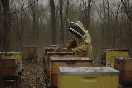 养蜂人提取蜂蜜图片
