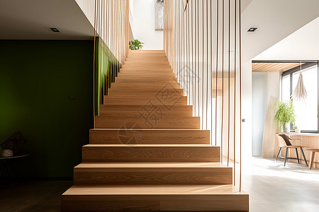 现代住宅中的木制楼梯图片