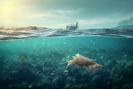 水下海洋污染图片