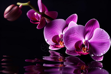 紫色兰花和水滴图片