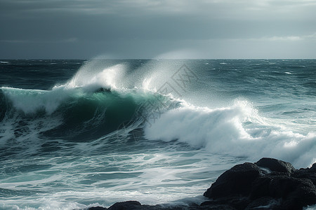 暴风雨中的海浪图片