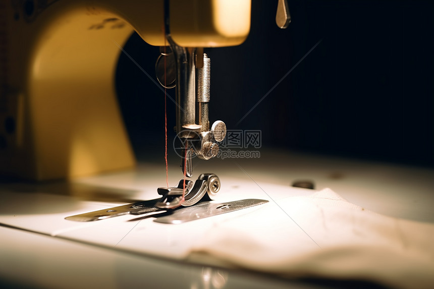 缝纫机缝纫特写图片