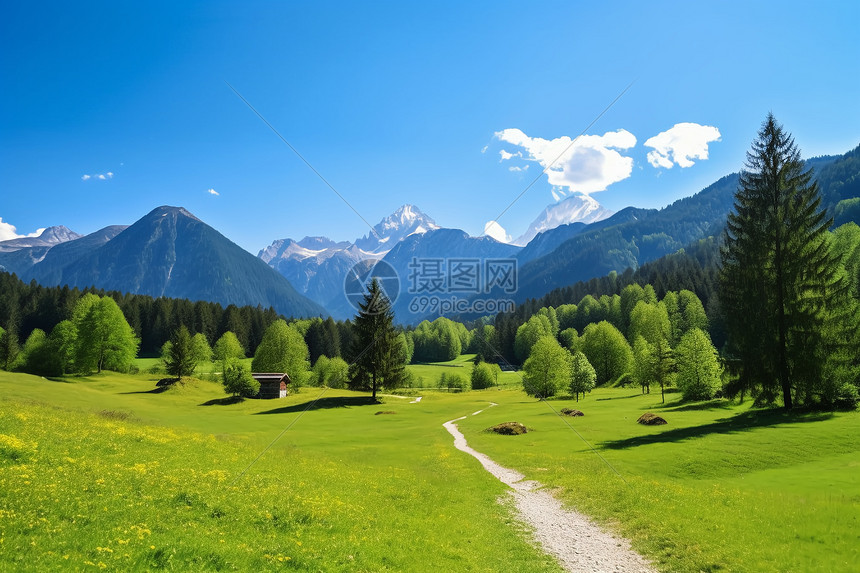 山脉绿地自然风景图片