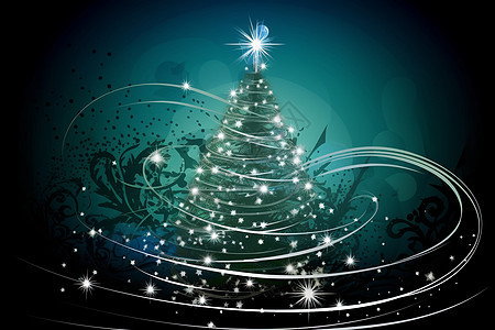 发光圣诞树背景矢量图背景图片