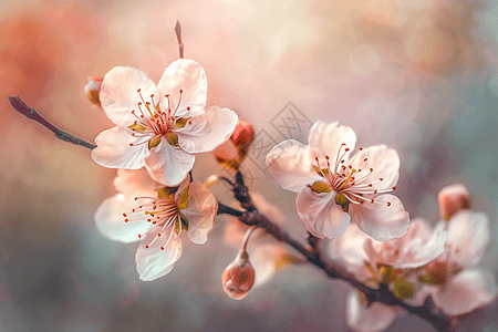油画风格的樱花背景图片