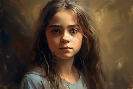 一个年轻女孩的油画图片