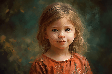 小女孩肖像油画背景图片