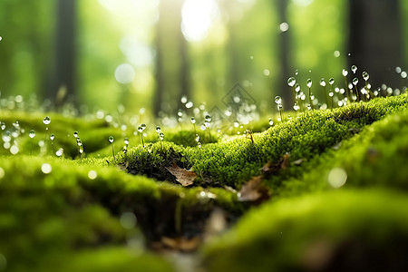 青苔地面森林里的绿色苔藓设计图片