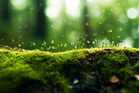 青苔地面森林里的苔藓植物设计图片