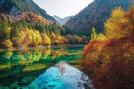 秋天九寨沟九寨沟的自然风景背景