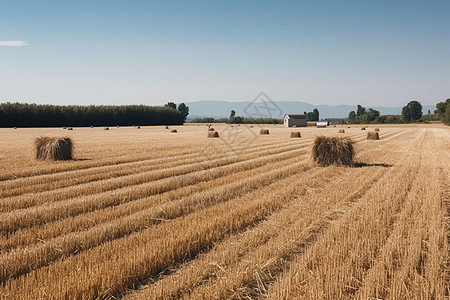 农作物秸秆稻田的美丽风景背景