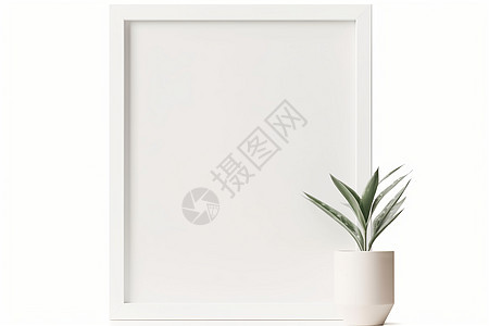 白色相框和植物图片