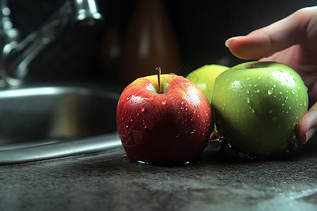 洗干净的苹果背景图片