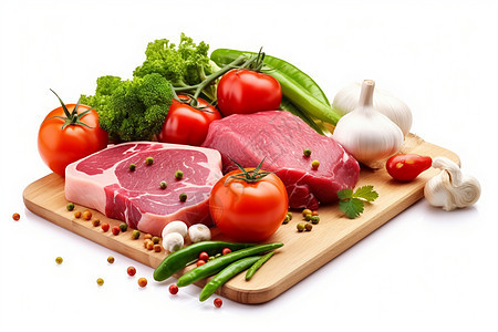 新鲜猪肉和蔬菜图片