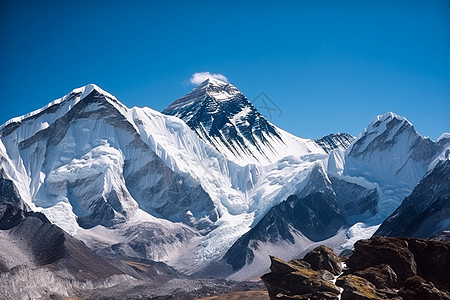 明亮风景喜马拉雅山的珠穆朗玛峰背景