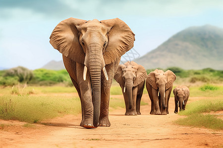 一群大象在野外图片