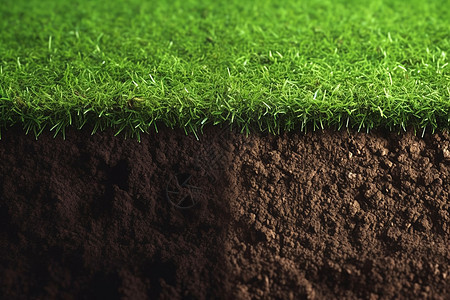 绿色的草坪和地下的土壤图片