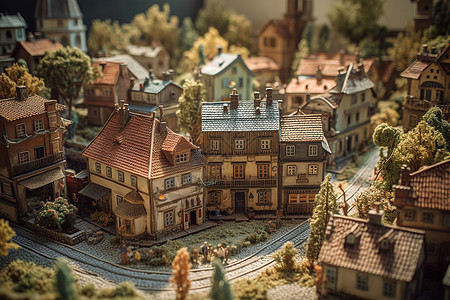 微缩模型的村庄设计图片
