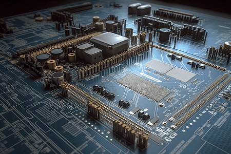 电路板微控制器3D概念图图片