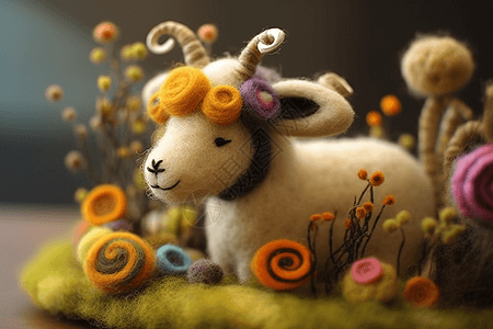 花丛中的小羊图片