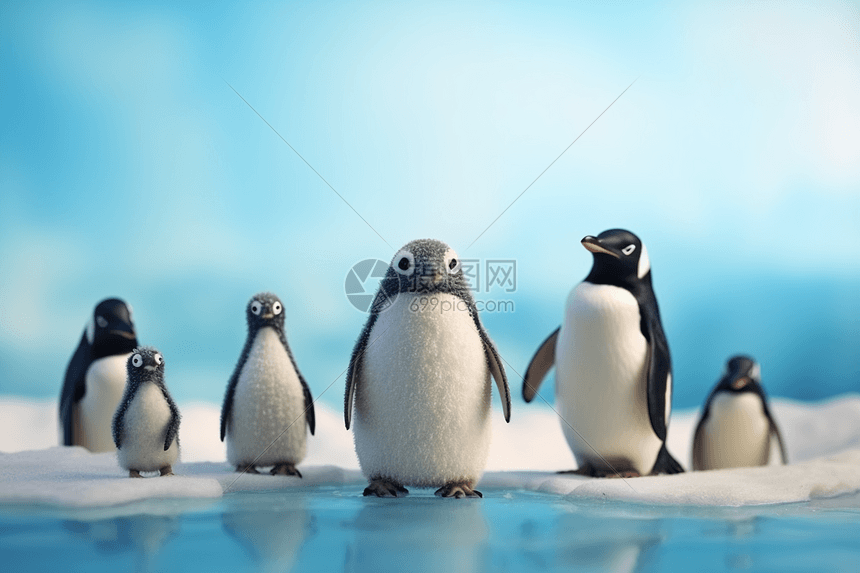 冰雪世界中的企鹅图片