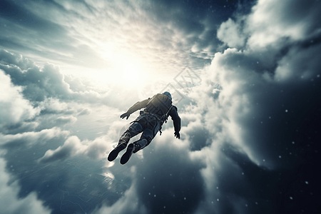 跳伞运动员在空中自由落体图背景图片