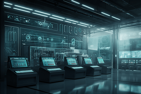未来派工厂虚拟控制面板概念图图片
