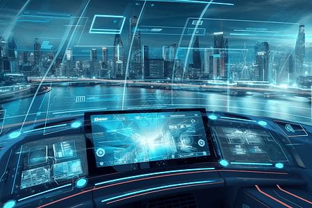 智能车辆管理智能交通虚拟控制面板概念图设计图片