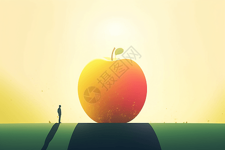 巨大的苹果和渺小的人背景图片
