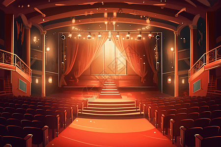 灯光璀璨的戏剧院图片
