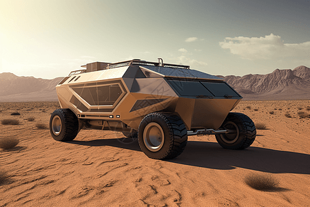 沙漠中行驶的能源车图片