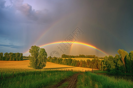 雨后农场上的彩虹图片