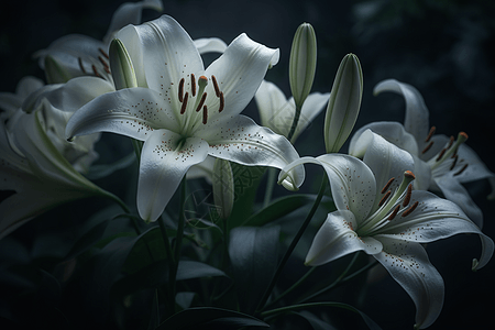 百合花花束一簇百合花图片设计图片