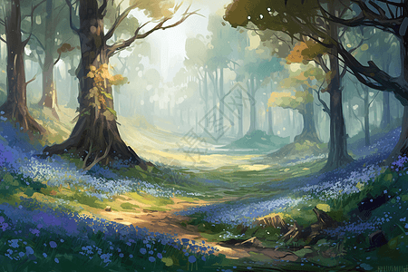 梦幻的森林背景图片