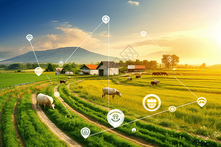 农场支持5g的智能农业概念图设计图片