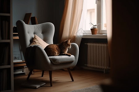 猫咪缩在沙发上图片背景图片