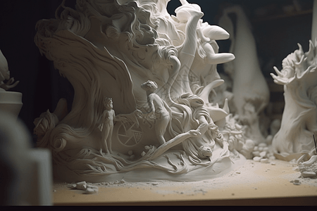 手作抽象创意黏土3D模型图片