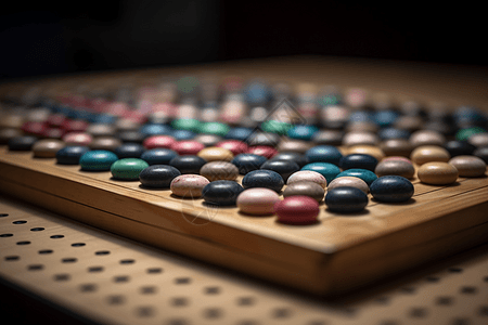 棋牌上整齐排列的石头图片图片