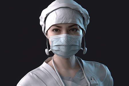 带医用口罩的护士图片