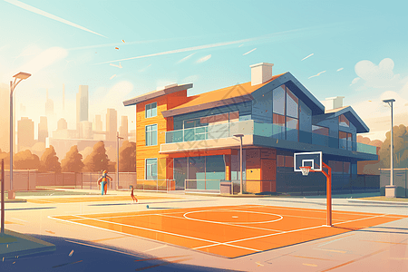 操场和篮球场社区图片