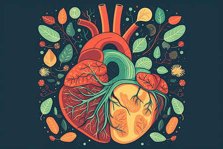树叶形的心脏和肺图片