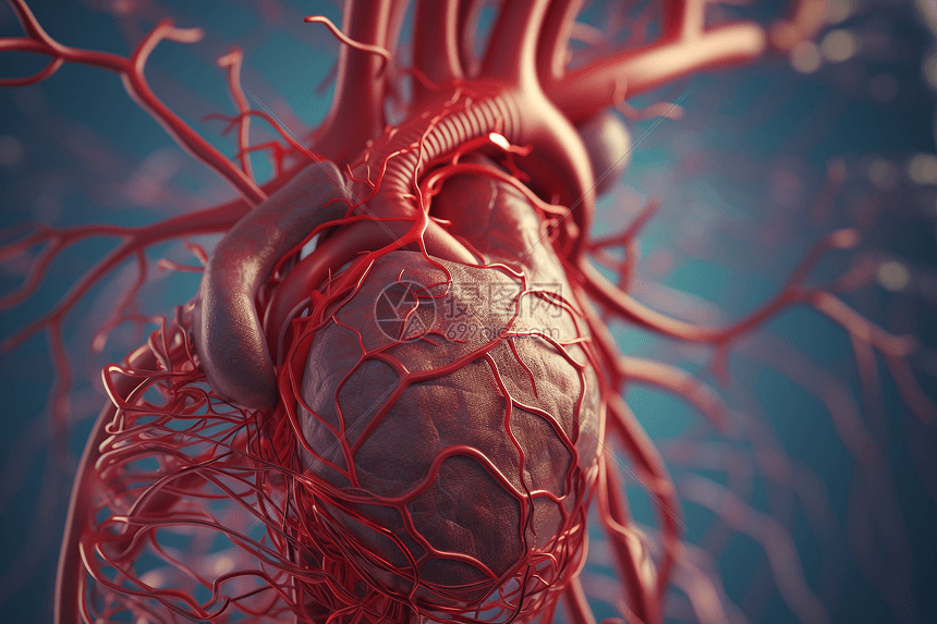 被血管缠绕的心脏图片