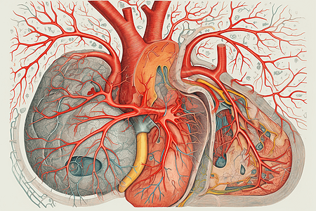 相互关联的呼吸和循环系统背景图片